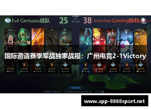 国际邀请赛季军战独家战报：广州电竞2-1Victory